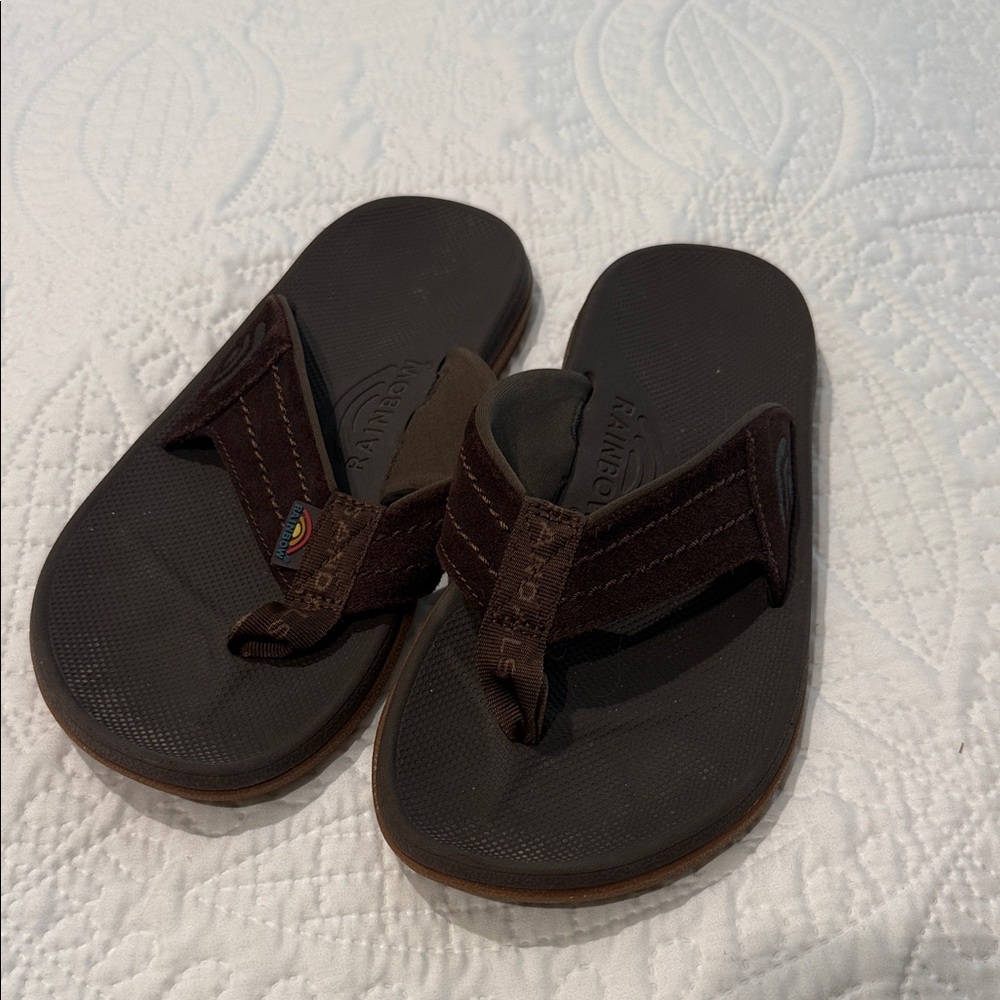 Rainbow Dark Brown Strappy Flip Flops